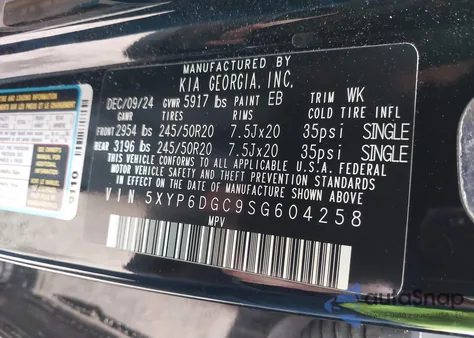 2025 Kia Telluride S из США, поврежденный, VIN 5XYP6DGC9SG604258